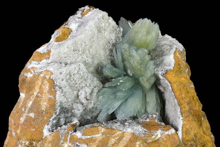 Blue Bladed Barite Crystal Clusters with Calcite - Morocco #138293